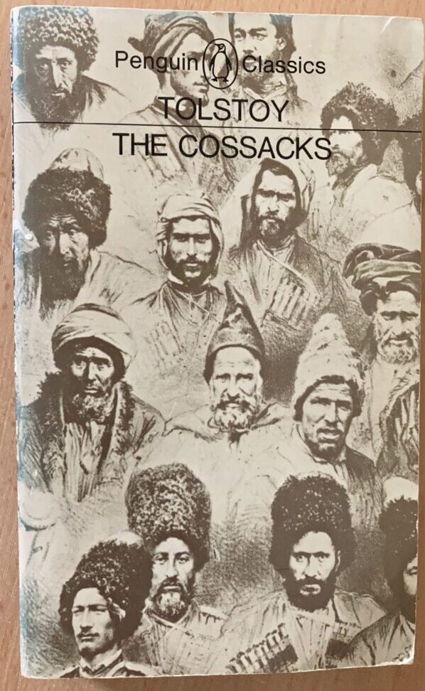 A 19th century lithograph of a group of cossack men wearing traditional clothing and hats